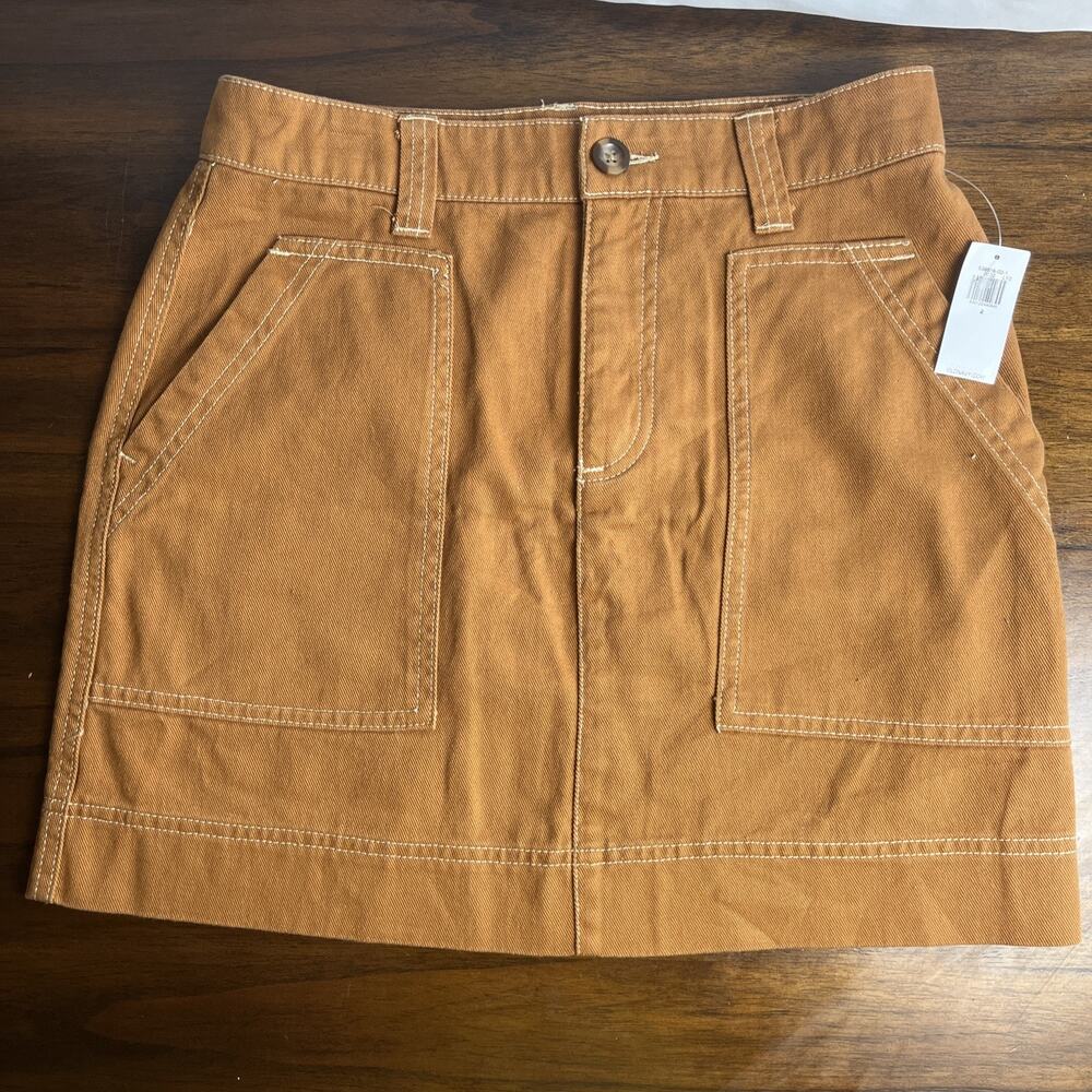 NWT Old Navy Size 2 Sly Fox Rust 100% Cotton Twill High Rise Utility Mini Skirt